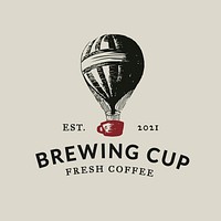 Editable coffee shop logo vector business corporate identity with text and hot air balloon