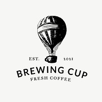 Coffee shop logo vector business corporate identity with text and hot air balloon