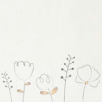 Doodle flower and plant vector with beige background