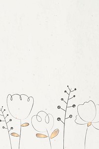 Doodle flower and plant psd with beige background