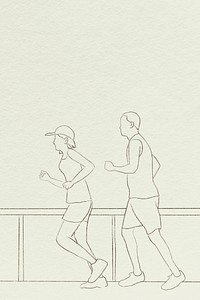 Runners background vector simple line drawing