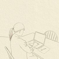 Home office background vector career in new normal simple line drawing