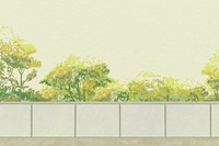 Green bushes background color pencil illustration