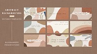 Editable presentation templates vector earth tone abstract design  with motivational quotes
