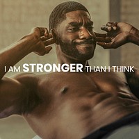 Sport motivation editable template vector I am stronger than I think