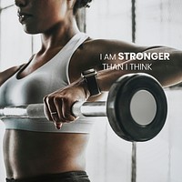 Woman workout editable quote vector I&rsquo;m stronger than I think