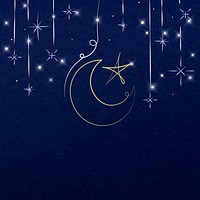 Ramadan blue background vector with star and crescent moon border