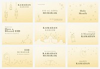 Ramadan editable banner template vector set