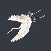 Vintage Japanese crane vector illustration, remixed from public domain artworks