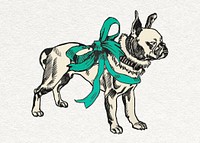 Bulldog dog sticker psd vintage birthday theme illustration, remixed from artworks by Moriz Jung