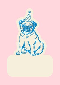 Pug badge vector vintage illustration with text space