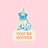 Editable party template vector for social media post with quote, you are invited