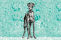 Cute greyhound dog vector vintage illustration, remixed from artworks by Moriz Jung