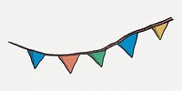 Birthday flag banner sticker psd in colorful vintage style