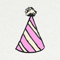 Birthday cone hat sticker vector in colorful vintage style