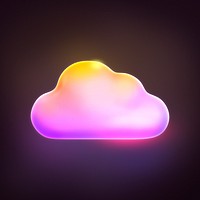 Cloud storage icon, neon 3D rendering illustration