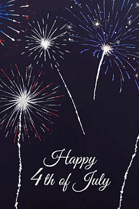 Shiny fireworks template vector with editable text, happy 4th of July