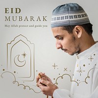 Eid Mubarak social media post  with greeting 