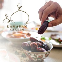 Ramadan Kareem greeting template vector for social media post