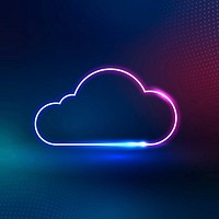 Pink neon cloud icon vector digital networking system