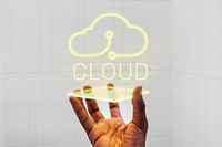Cloud template vector on futuristic hologram technology