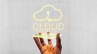 Cloud template vector on futuristic hologram technology for blog banner