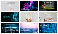 Digital technology template vector set for blog banner