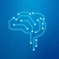 AI technology connection brain icon vector in blue digital transformation concept