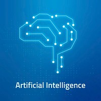 AI brain logo template vector in blue for tech company