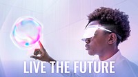 Live the future template vector Virtual assistant technology blog banner