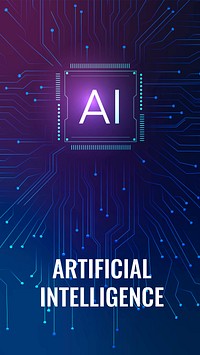 Futuristic AI technology template vector disruptive technology social media story