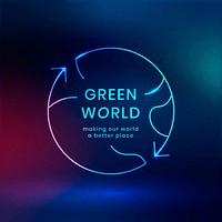 Global environmental logo vector with green world text