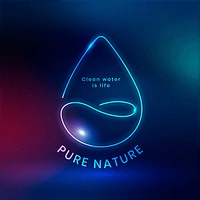 Water environmental logo vector with pure nature text