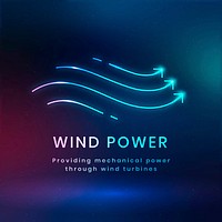 Wind power environmental logo vector with text