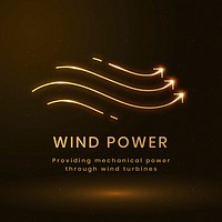 Wind power environmental logo vector with text