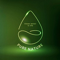 Water environmental logo vector with pure nature text