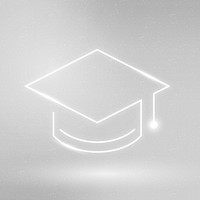 Graduation cap education icon vector white digital graphic