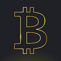 Bitcoin blockchain cryptocurrency icon vector in gold open-source finance concept