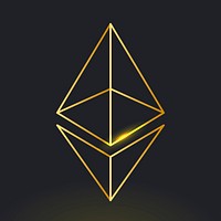 Ethereum blockchain cryptocurrency icon vector in gold open-source finance concept