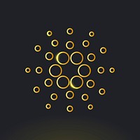 Cardano blockchain cryptocurrency icon vector in gold open-source finance concept