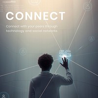 5g global network technology template vector futuristic social media post