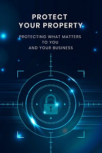 Data security technology template vector with protect your property text