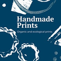 Handmade prints banner template vector with white paint stamp pattern