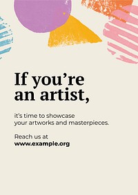Art showcase poster template vector with colorful paint stamp