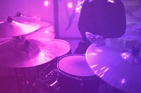 Purple drum set musical instrument closeup