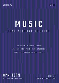 Music concert poster template vector with sound wave graphics for advertisement