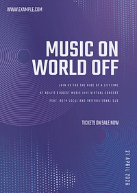 Music concert poster template vector with sound wave graphics for advertisement