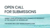 Open call watercolor template vector aesthetic blog banner advertisement