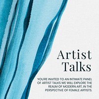 Artist talks watercolor template vector aesthetic social media ad