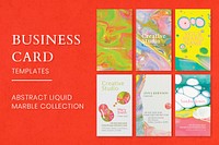 Marble business card template vector in colorful aesthetic style set
